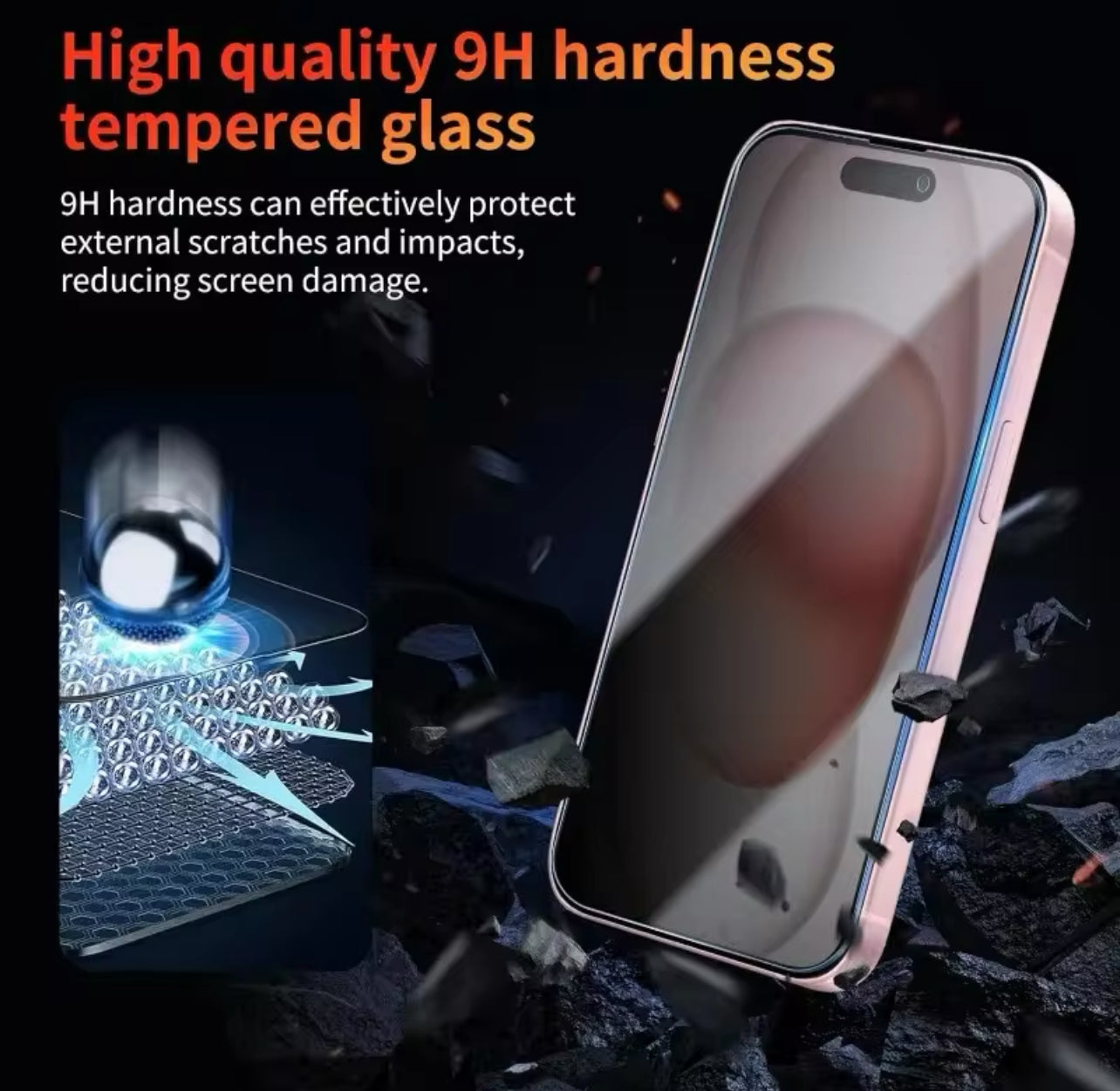 PJun Branded Full Coverage 9H ShatterProof Privacy Glass Screen Protector 1pc- for Apple iPhone 16 Series PJun Branded Full Coverage 9H ShatterProof Privacy Glass Screen Protector 1pc- for Apple iPhone 16 Series
